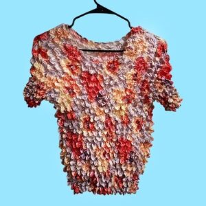 Vintage Metallic Floral Bubble Blouse